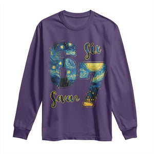 67 Six Seven Meme Long Sleeve Shirt Starry Night Van Gogh TS14 Purple Print Your Wear