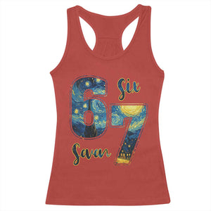 67 Six Seven Meme Racerback Tank Top Starry Night Van Gogh TS14 Red Print Your Wear