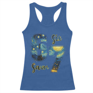 67 Six Seven Meme Racerback Tank Top Starry Night Van Gogh TS14 Royal Blue Print Your Wear