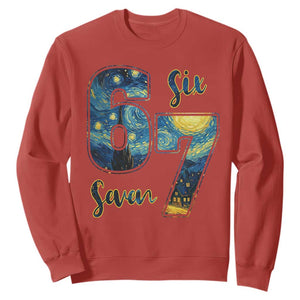 67 Six Seven Meme Sweatshirt Starry Night Van Gogh TS14 Red Print Your Wear