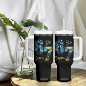 67 Six Seven Meme Tumbler With Handle Starry Night Van Gogh TS14 Print Your Wear