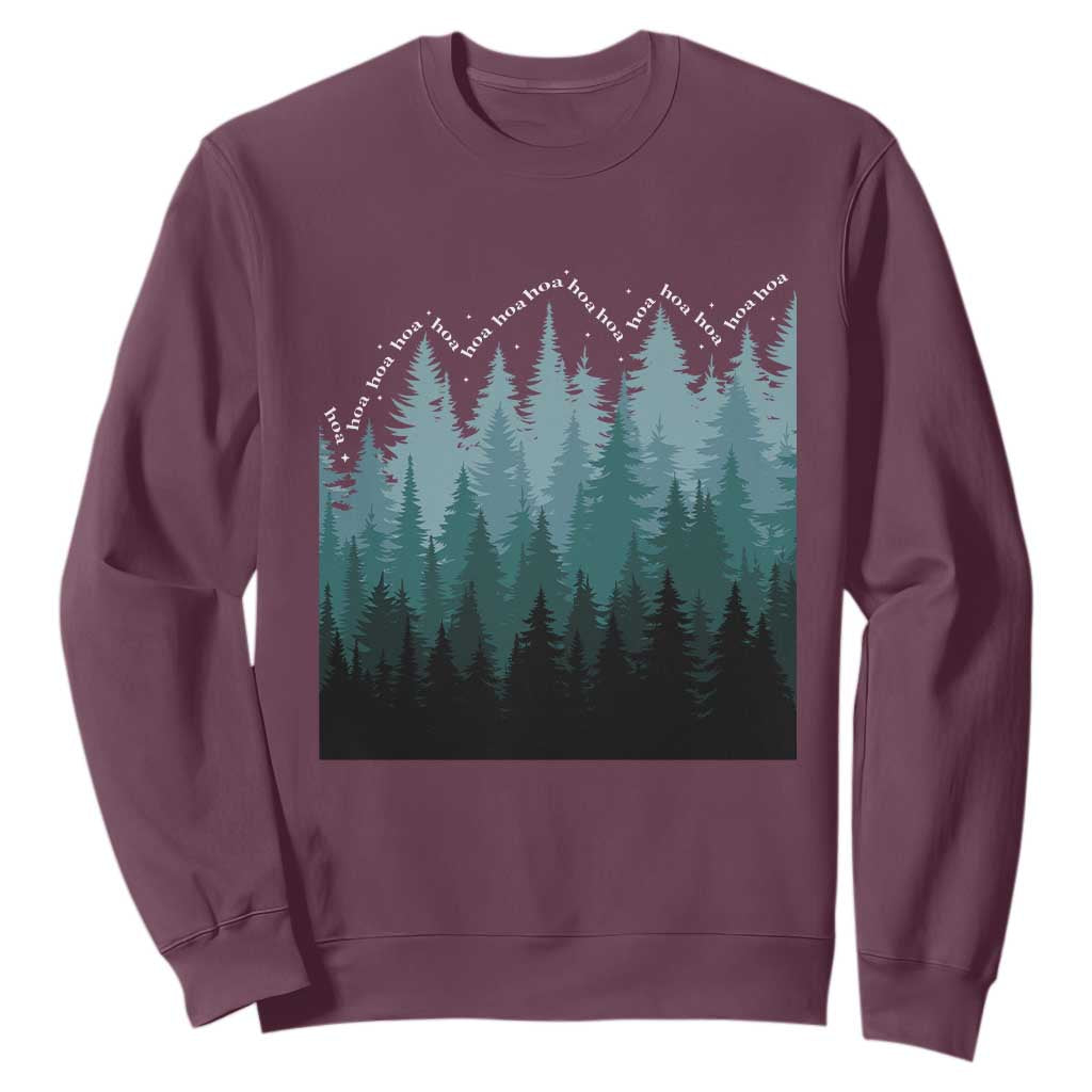 Hoa Hoa Hoa Sweatshirt Twilight Lover Pine Forest Cozy TS14 Maroon Print Your Wear