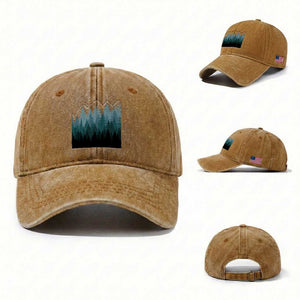 Hoa Hoa Hoa Washed Cotton Baseball Cap Twilight Lover Pine Forest Cozy TS14 Washed Cap Universal Fit Yellow Ochre Print Your Wear