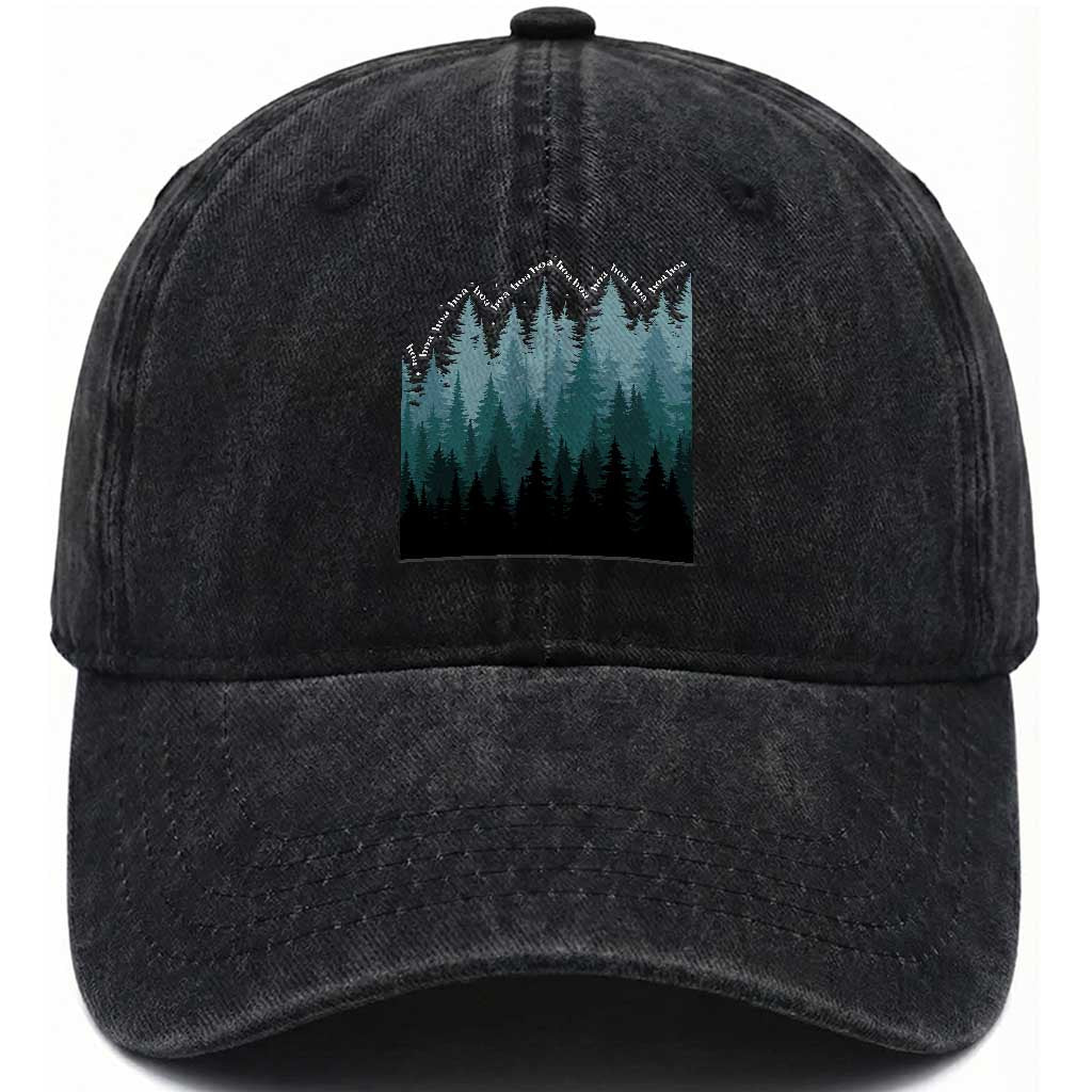 Hoa Hoa Hoa Washed Cotton Baseball Cap Twilight Lover Pine Forest Cozy TS14 Washed Cap Universal Fit Black Print Your Wear