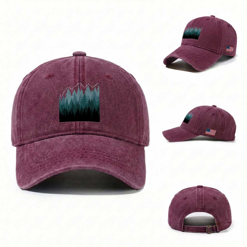 Hoa Hoa Hoa Washed Cotton Baseball Cap Twilight Lover Pine Forest Cozy TS14 Washed Cap Universal Fit Burgundy Print Your Wear