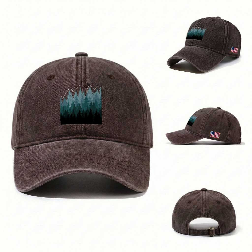 Hoa Hoa Hoa Washed Cotton Baseball Cap Twilight Lover Pine Forest Cozy TS14 Washed Cap Universal Fit Dark Brown Print Your Wear