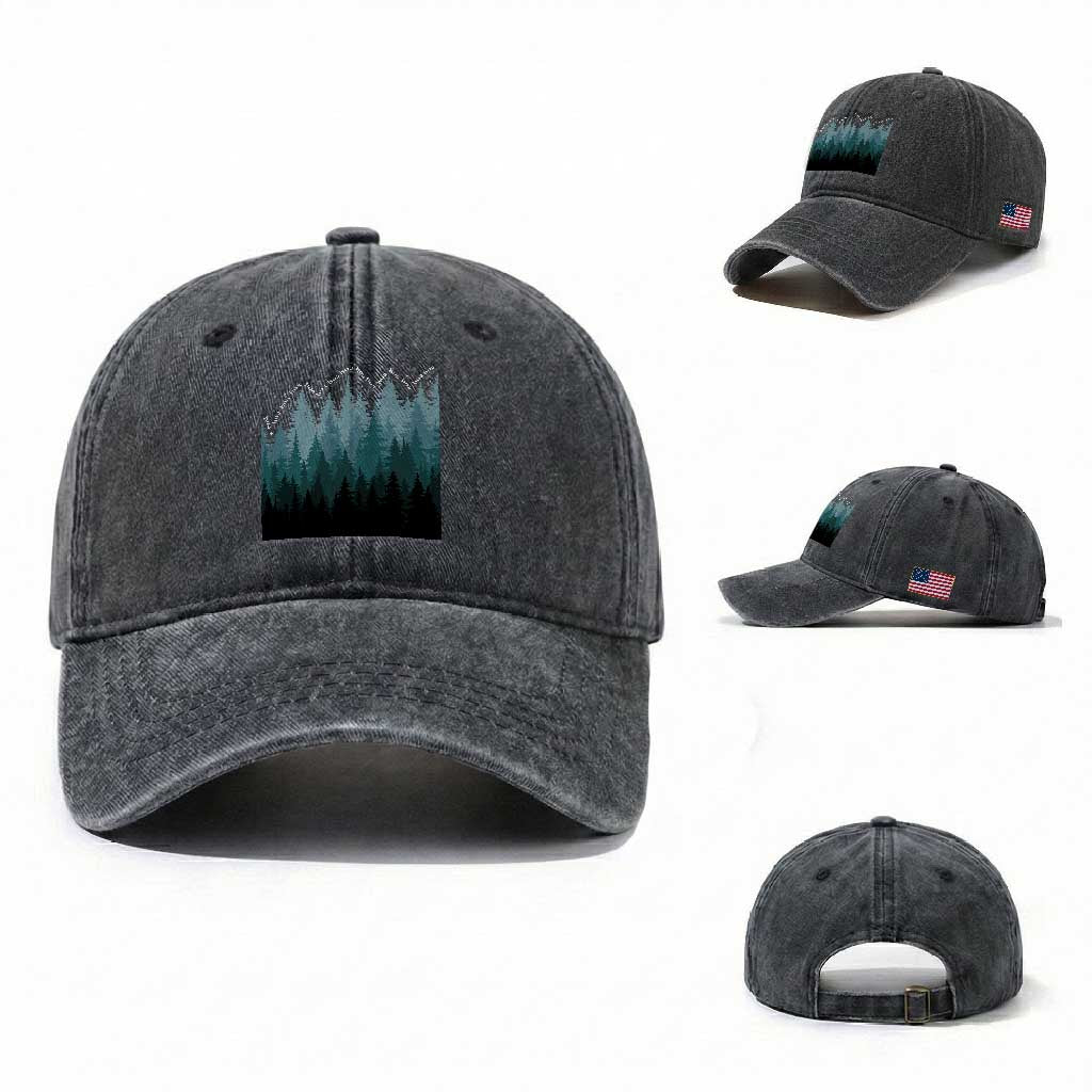 Hoa Hoa Hoa Washed Cotton Baseball Cap Twilight Lover Pine Forest Cozy TS14 Washed Cap Universal Fit Dark Gray Print Your Wear