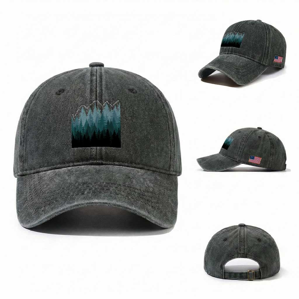 Hoa Hoa Hoa Washed Cotton Baseball Cap Twilight Lover Pine Forest Cozy TS14 Washed Cap Universal Fit Dark Green Print Your Wear