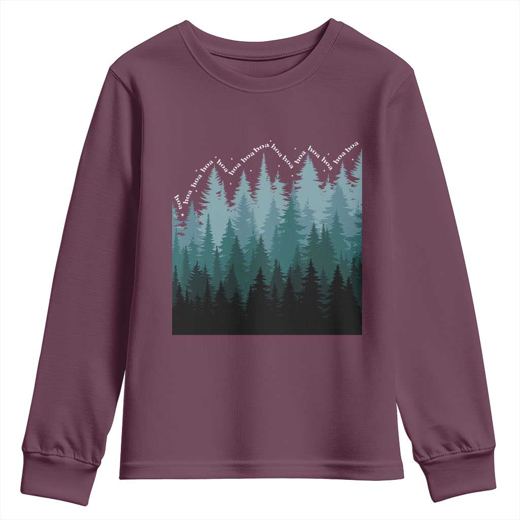 Hoa Hoa Hoa Youth Sweatshirt Twilight Lover Pine Forest Cozy TS14 Maroon Print Your Wear