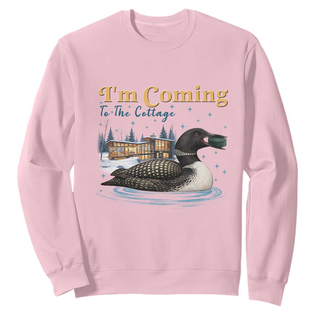 I Am Coming To The Cottage Sweatshirt Stupid Canadian Wolf Bird TS14 Light Pink Print Your Wear