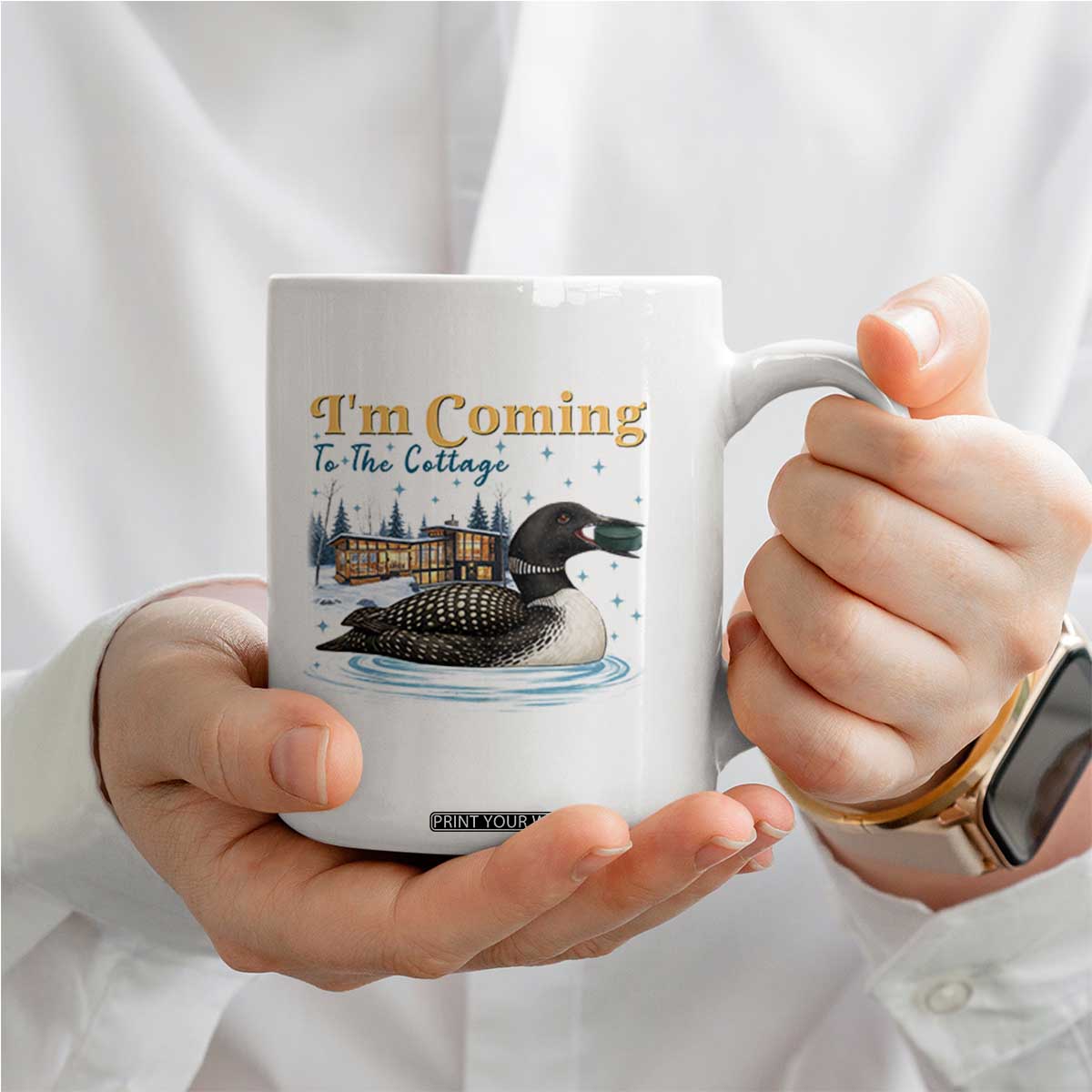I Am Coming To The Cottage Coffee Mug Stupid Canadian Wolf Bird TS14 Print Your Wear