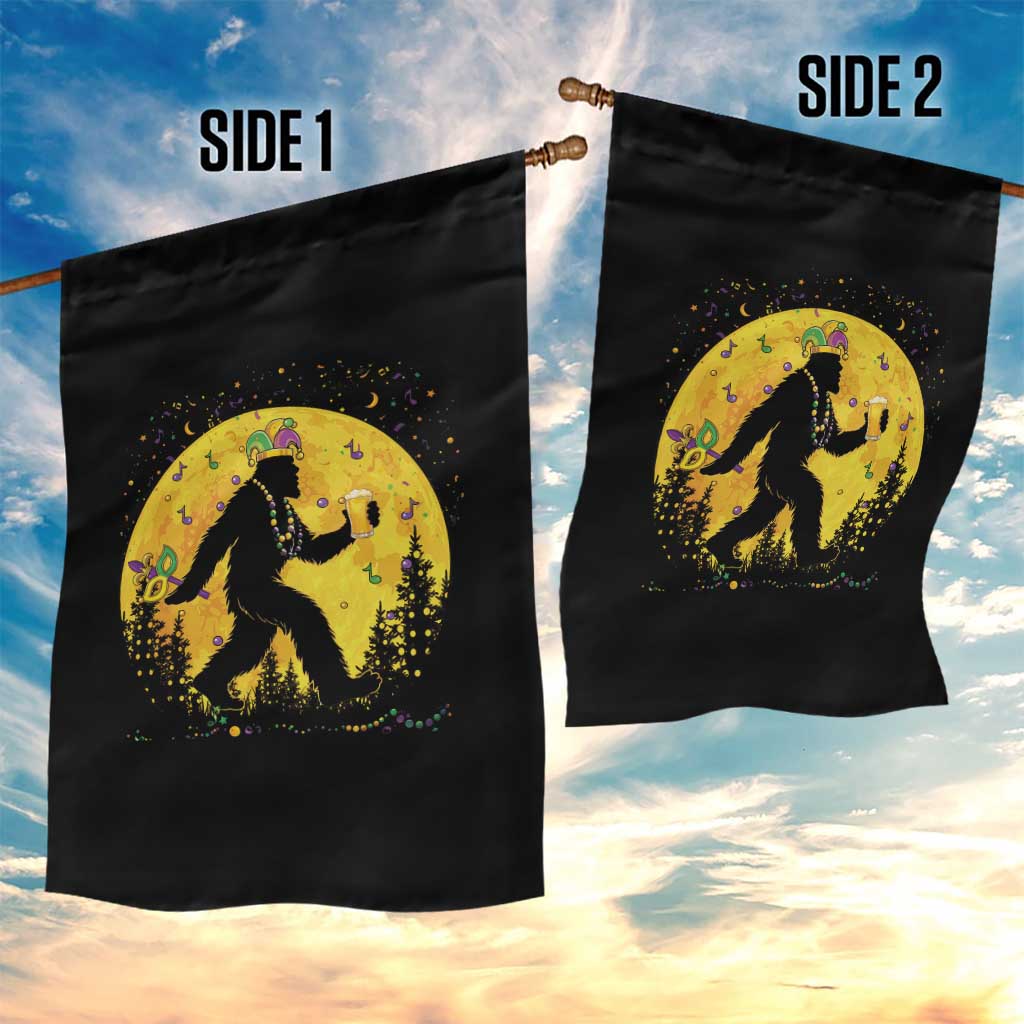 Mardi Gras Bigfoot Garden Flag Funny Sasquatch Carnival Trendy Meme TS14 Print Your Wear