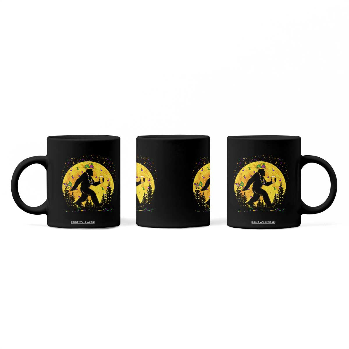 Mardi Gras Bigfoot Coffee Mug Funny Sasquatch Carnival Trendy Meme TS14 Print Your Wear