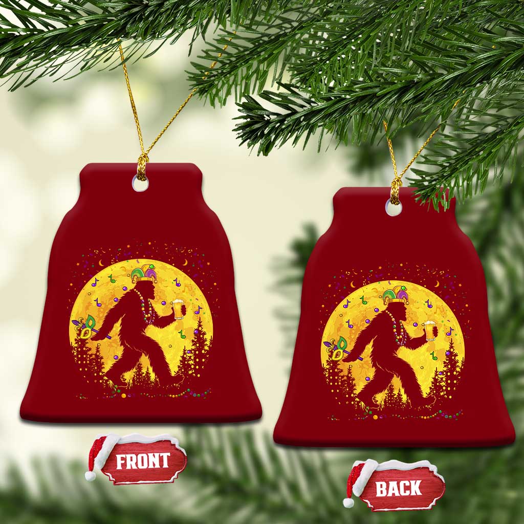 Mardi Gras Bigfoot Ceramic Ornament Funny Sasquatch Carnival Trendy Meme TS14 Print Your Wear