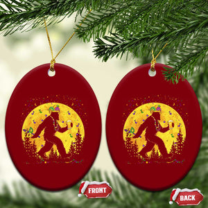 Mardi Gras Bigfoot Ceramic Ornament Funny Sasquatch Carnival Trendy Meme TS14 Print Your Wear