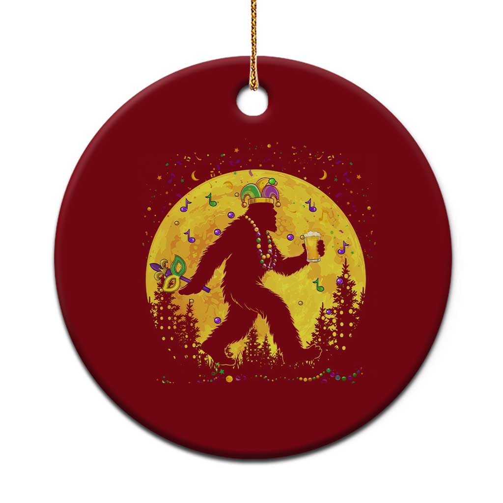 Mardi Gras Bigfoot Ceramic Ornament Funny Sasquatch Carnival Trendy Meme TS14 1pc Red Print Your Wear