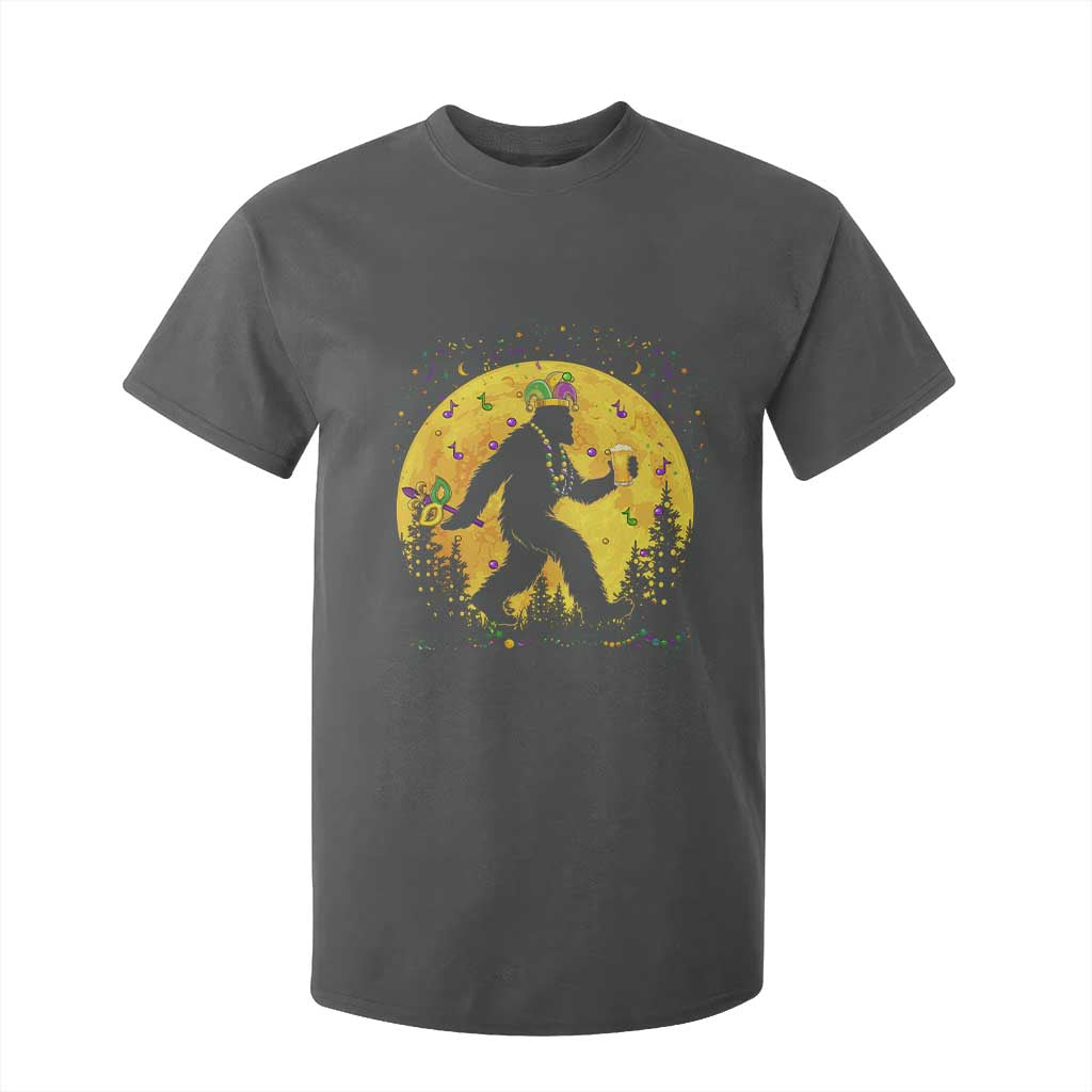 Mardi Gras Bigfoot T Shirt For Kid Funny Sasquatch Carnival Trendy Meme TS14 Dark Heather Print Your Wear