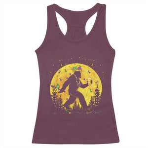 Mardi Gras Bigfoot Racerback Tank Top Funny Sasquatch Carnival Trendy Meme TS14 Maroon Print Your Wear