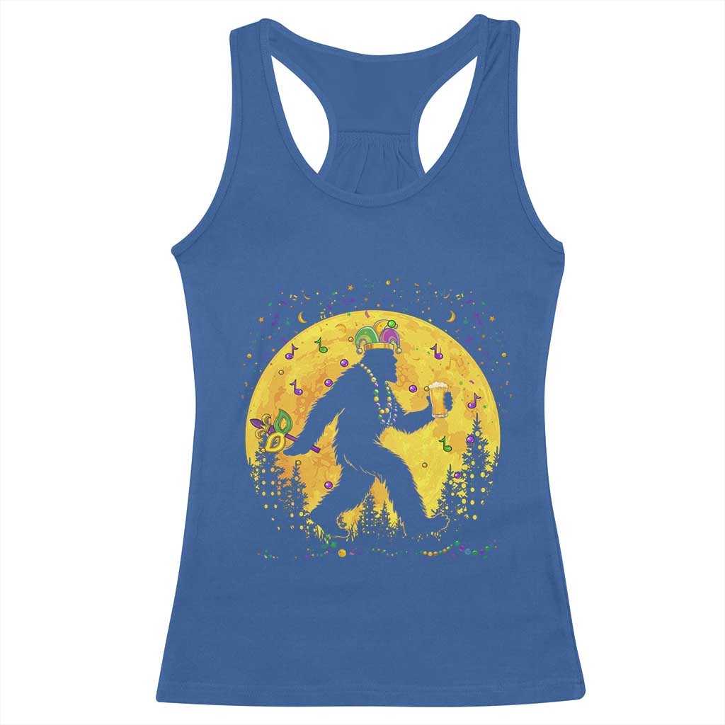 Mardi Gras Bigfoot Racerback Tank Top Funny Sasquatch Carnival Trendy Meme TS14 Royal Blue Print Your Wear