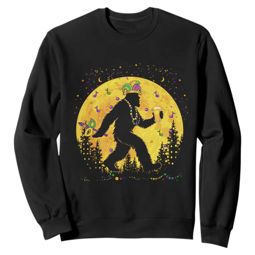 Mardi Gras Bigfoot Sweatshirt Funny Sasquatch Carnival Trendy Meme TS14 Black Print Your Wear