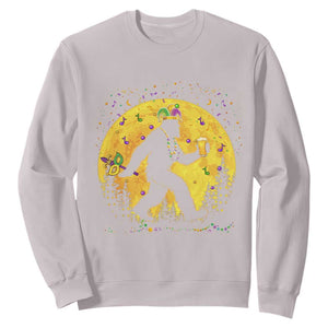 Mardi Gras Bigfoot Sweatshirt Funny Sasquatch Carnival Trendy Meme TS14 Ice Gray Print Your Wear