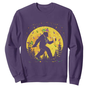 Mardi Gras Bigfoot Sweatshirt Funny Sasquatch Carnival Trendy Meme TS14 Purple Print Your Wear
