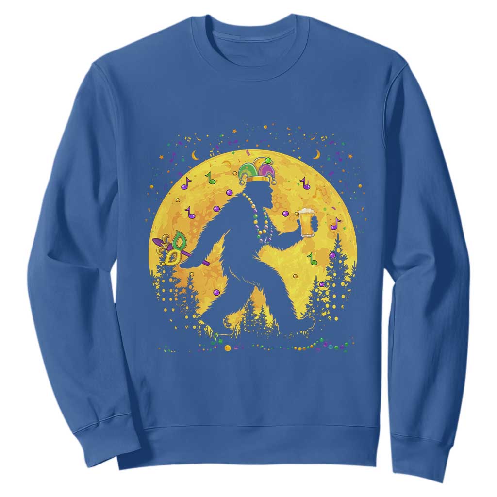 Mardi Gras Bigfoot Sweatshirt Funny Sasquatch Carnival Trendy Meme TS14 Royal Blue Print Your Wear