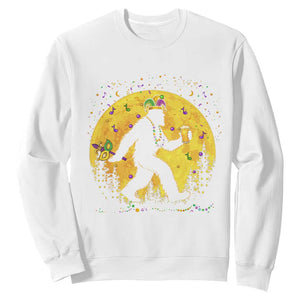 Mardi Gras Bigfoot Sweatshirt Funny Sasquatch Carnival Trendy Meme TS14 White Print Your Wear