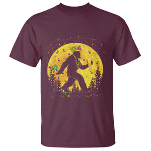 Mardi Gras Bigfoot T Shirt Funny Sasquatch Carnival Trendy Meme TS14 Maroon Print Your Wear