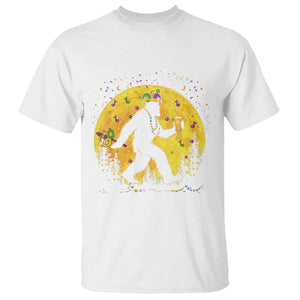 Mardi Gras Bigfoot T Shirt Funny Sasquatch Carnival Trendy Meme TS14 White Print Your Wear