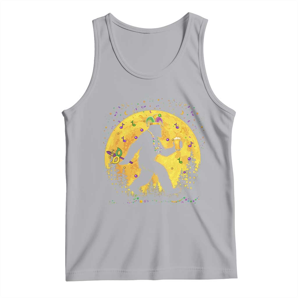 Mardi Gras Bigfoot Tank Top Funny Sasquatch Carnival Trendy Meme TS14 Athletic Heather Print Your Wear