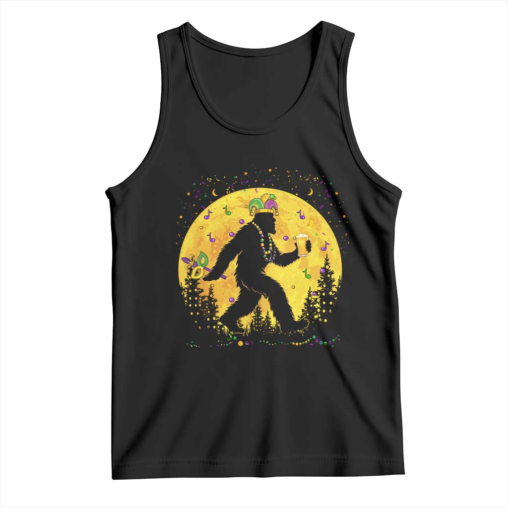 Mardi Gras Bigfoot Tank Top Funny Sasquatch Carnival Trendy Meme TS14 Black Print Your Wear