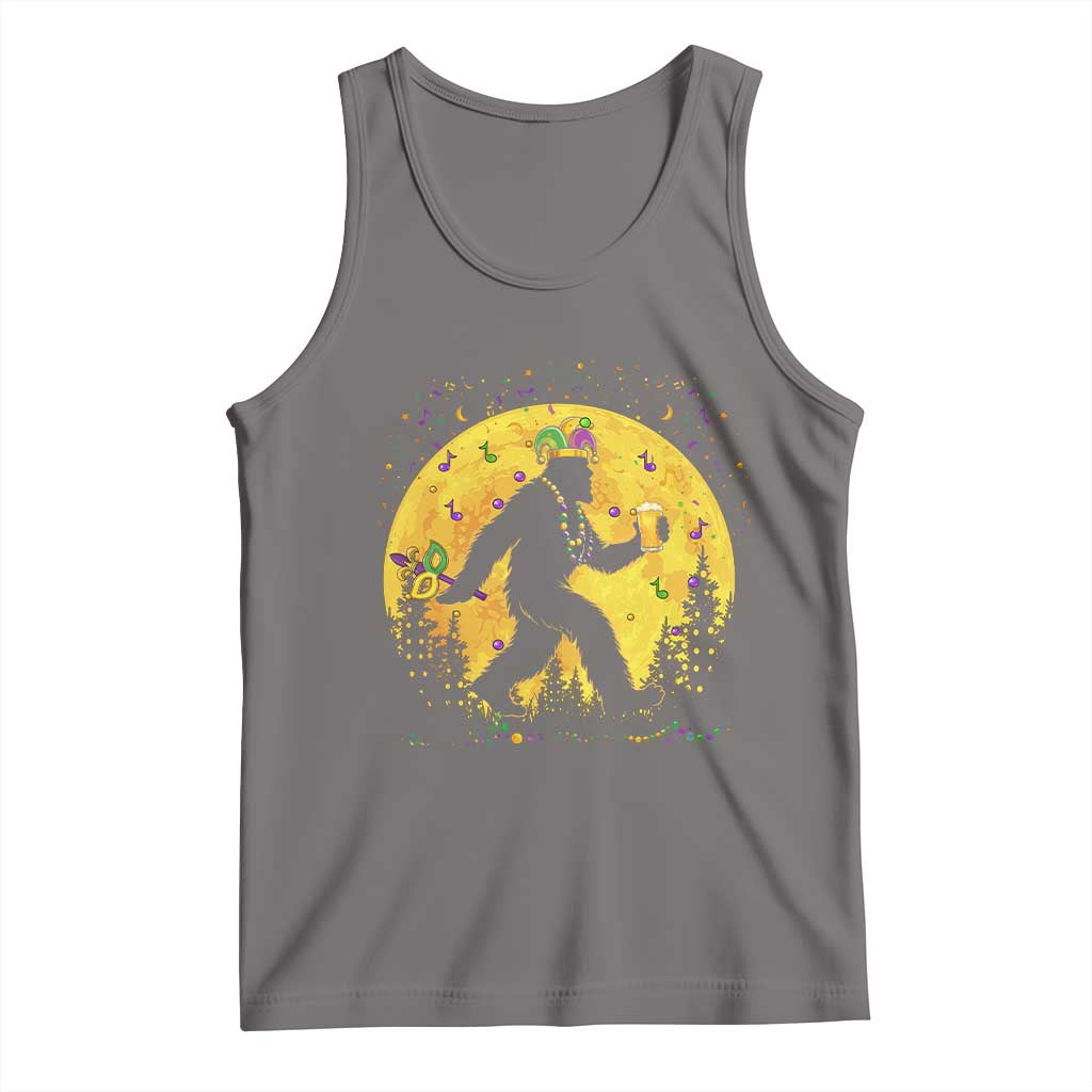 Mardi Gras Bigfoot Tank Top Funny Sasquatch Carnival Trendy Meme TS14 Deep Heather Print Your Wear