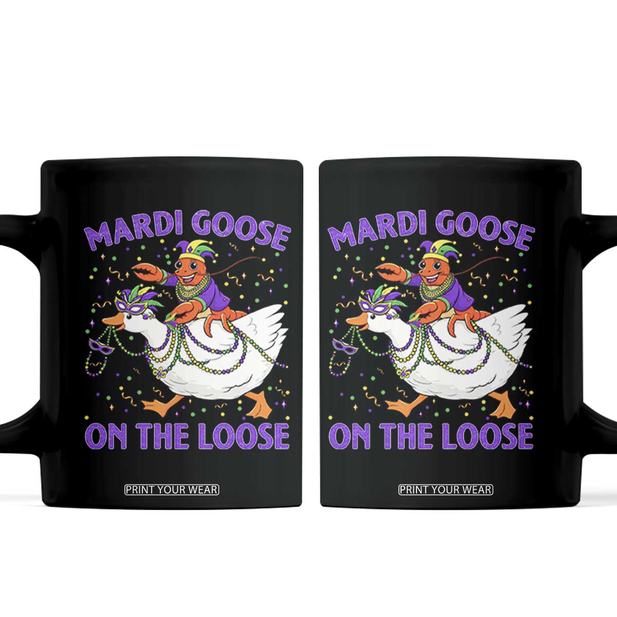 Funny Mardi Gras Coffee Mug Goose Crawfish Carnival Trendy Meme TS14 Black Print Your Wear