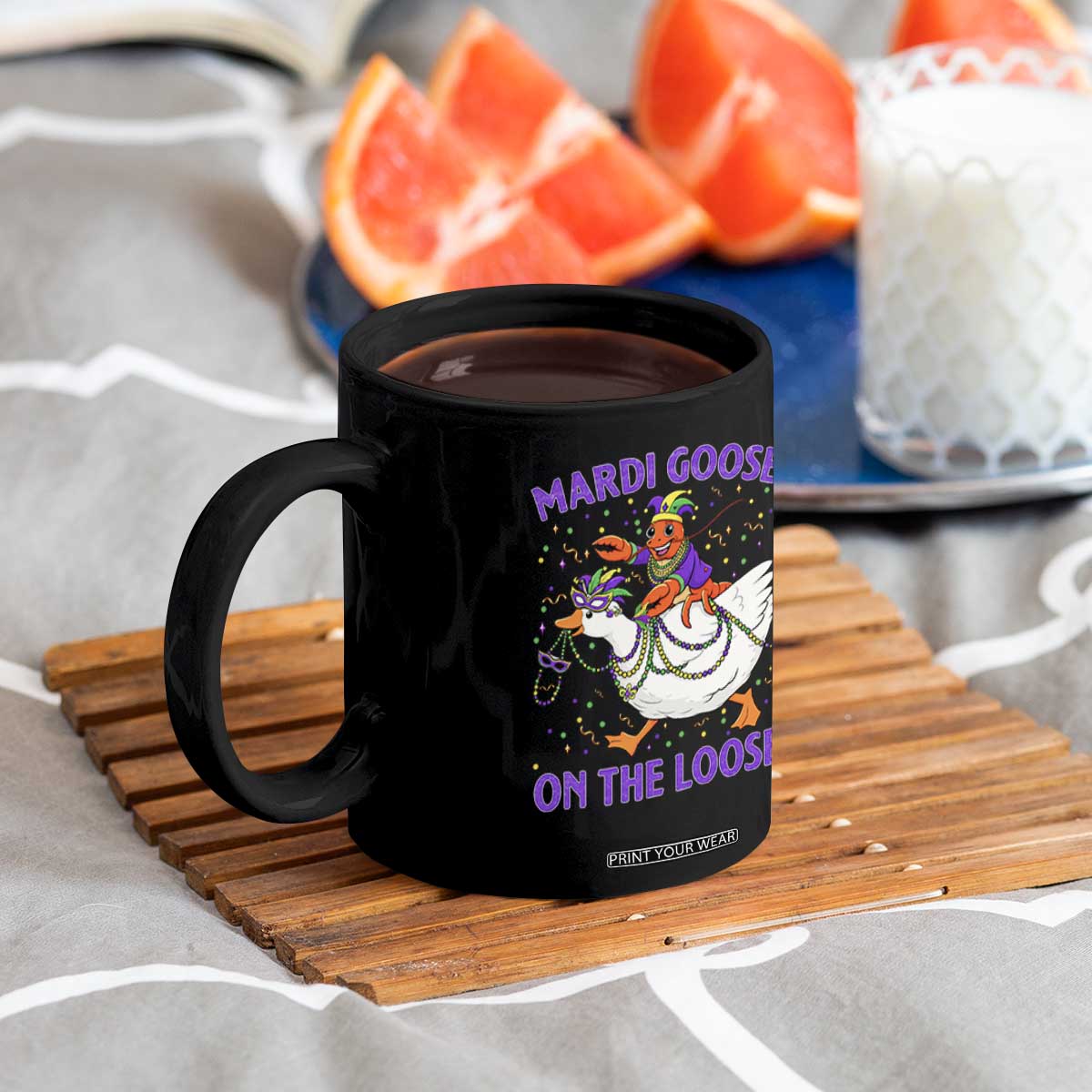 Funny Mardi Gras Coffee Mug Goose Crawfish Carnival Trendy Meme TS14 Print Your Wear
