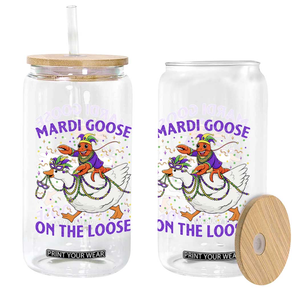 Funny Mardi Gras Glass Can Goose Crawfish Carnival Trendy Meme TS14 Print Your Wear