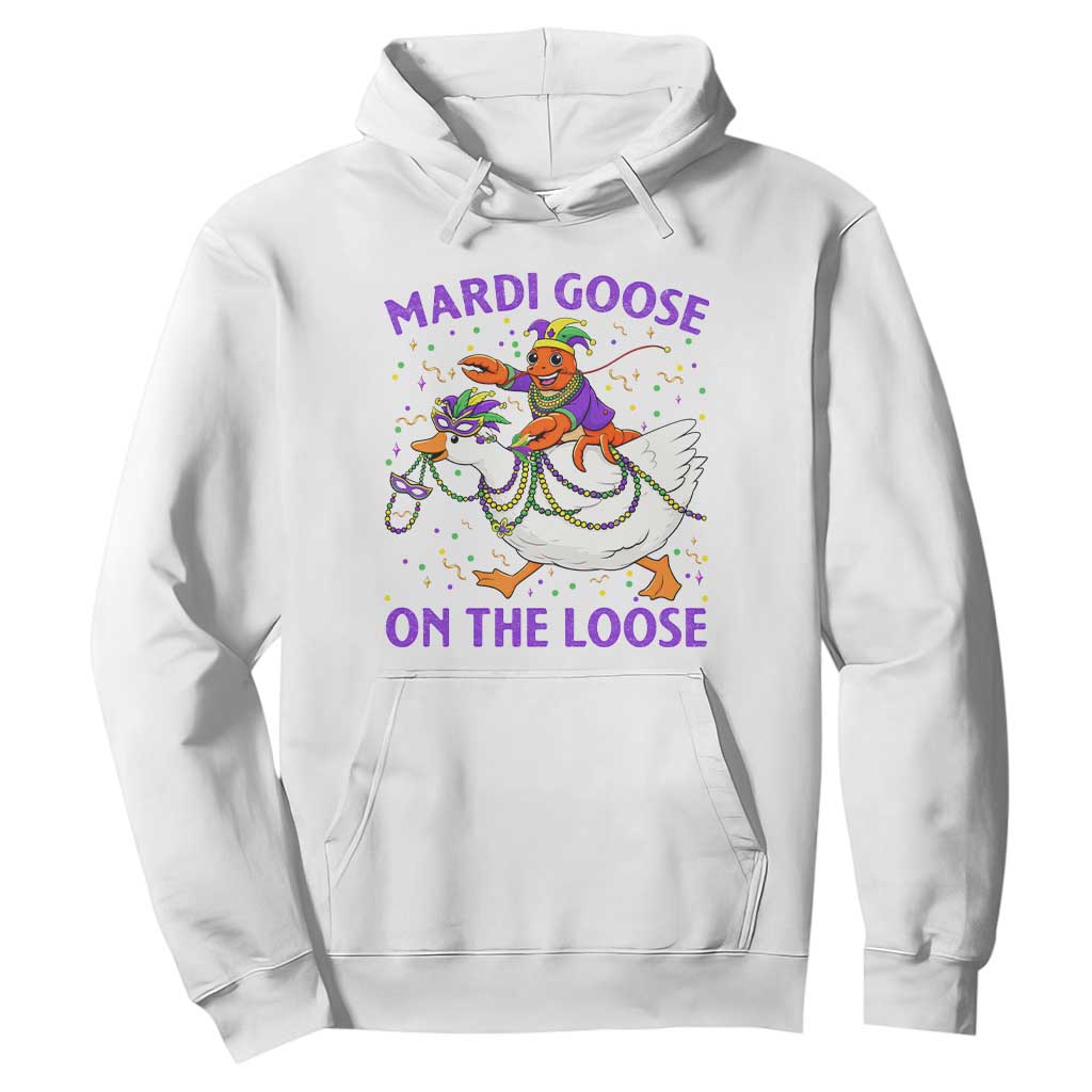 Funny Mardi Gras Hoodie Goose Crawfish Carnival Trendy Meme TS14 White Print Your Wear