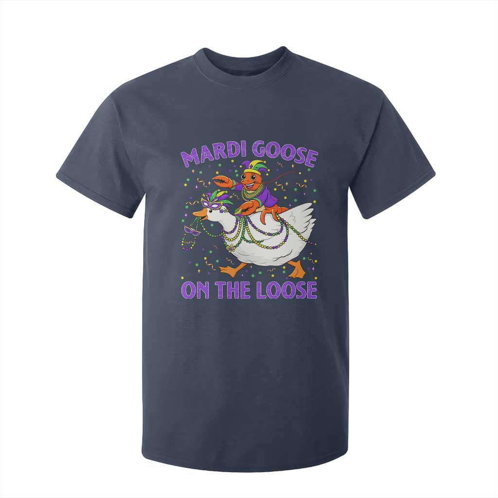 Funny Mardi Gras T Shirt For Kid Goose Crawfish Carnival Trendy Meme TS14 Navy Print Your Wear