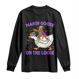 Funny Mardi Gras Long Sleeve Shirt Goose Crawfish Carnival Trendy Meme TS14 Black Print Your Wear