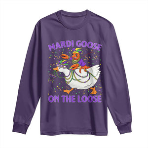 Funny Mardi Gras Long Sleeve Shirt Goose Crawfish Carnival Trendy Meme TS14 Purple Print Your Wear