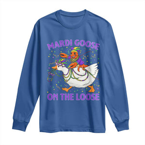 Funny Mardi Gras Long Sleeve Shirt Goose Crawfish Carnival Trendy Meme TS14 Royal Blue Print Your Wear