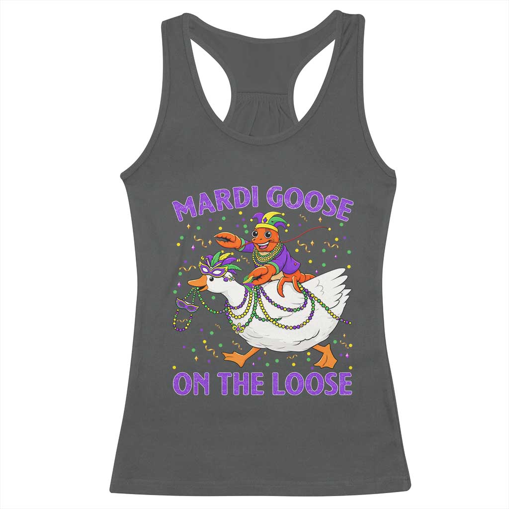 Funny Mardi Gras Racerback Tank Top Goose Crawfish Carnival Trendy Meme TS14 Dark Heather Print Your Wear