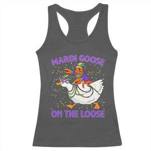 Funny Mardi Gras Racerback Tank Top Goose Crawfish Carnival Trendy Meme TS14 Dark Heather Print Your Wear