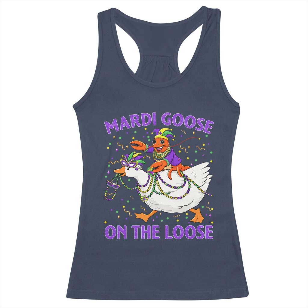 Funny Mardi Gras Racerback Tank Top Goose Crawfish Carnival Trendy Meme TS14 Navy Print Your Wear