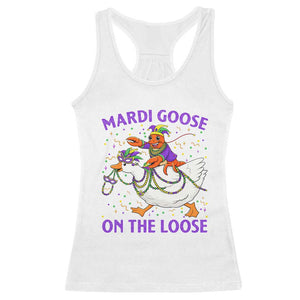 Funny Mardi Gras Racerback Tank Top Goose Crawfish Carnival Trendy Meme TS14 White Print Your Wear