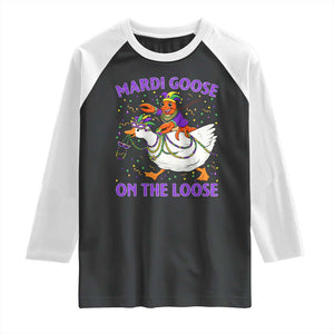 Funny Mardi Gras Raglan Shirt Goose Crawfish Carnival Trendy Meme TS14 Black White Print Your Wear