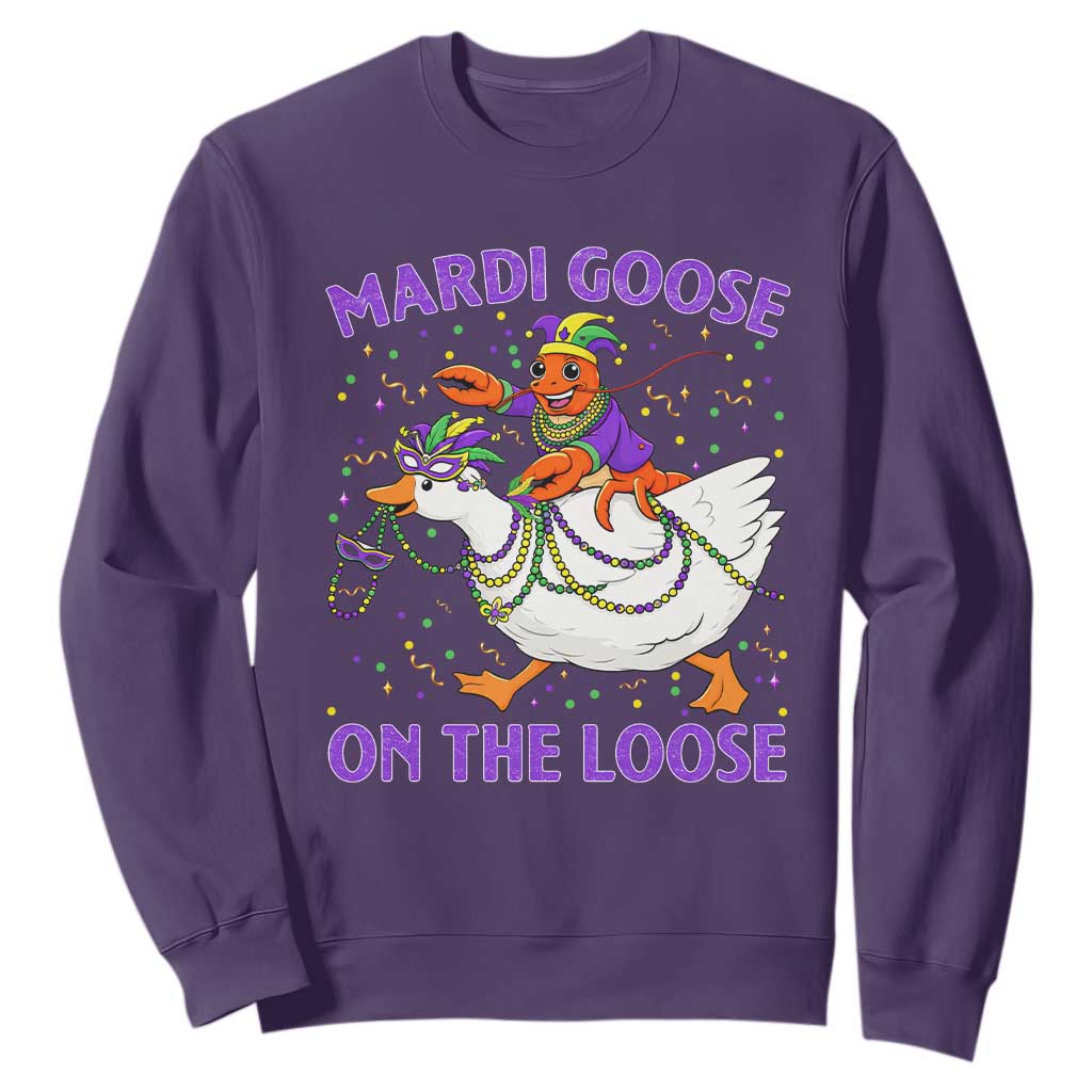 Funny Mardi Gras Sweatshirt Goose Crawfish Carnival Trendy Meme TS14 Purple Print Your Wear