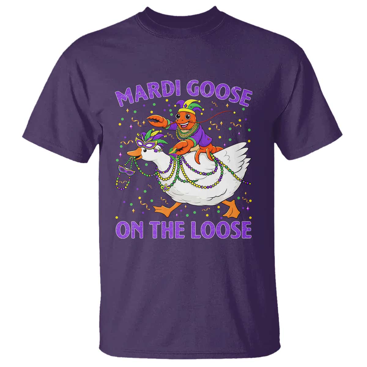 Funny Mardi Gras T Shirt Goose Crawfish Carnival Trendy Meme TS14 Purple Print Your Wear