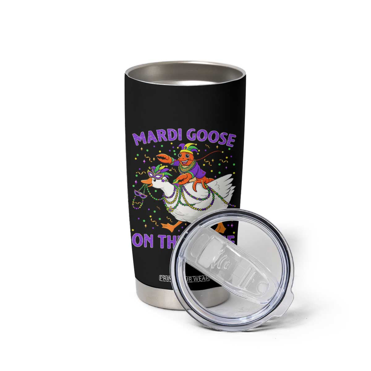 Funny Mardi Gras Tumbler Cup Goose Crawfish Carnival Trendy Meme TS14 Print Your Wear