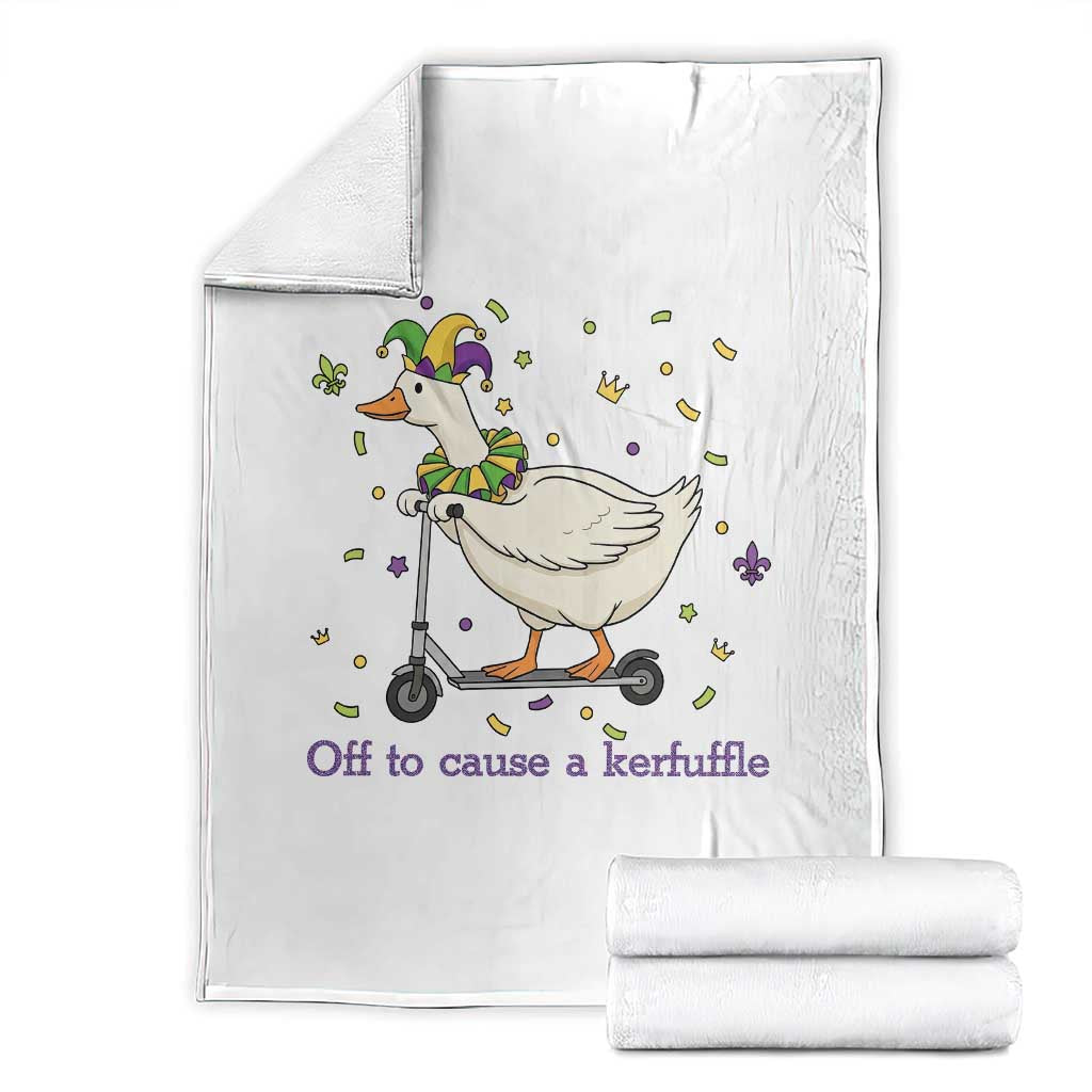 Mardi Gras Silly Goose Throw Blanket Off To Cause A Kerfuffle TS14 White Print Your Wear